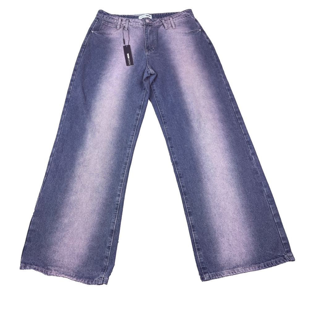 Fashion Nova Sighted Straight Leg Jeans Womens 15 Pink Wash Denim Y2K Grunge NWT